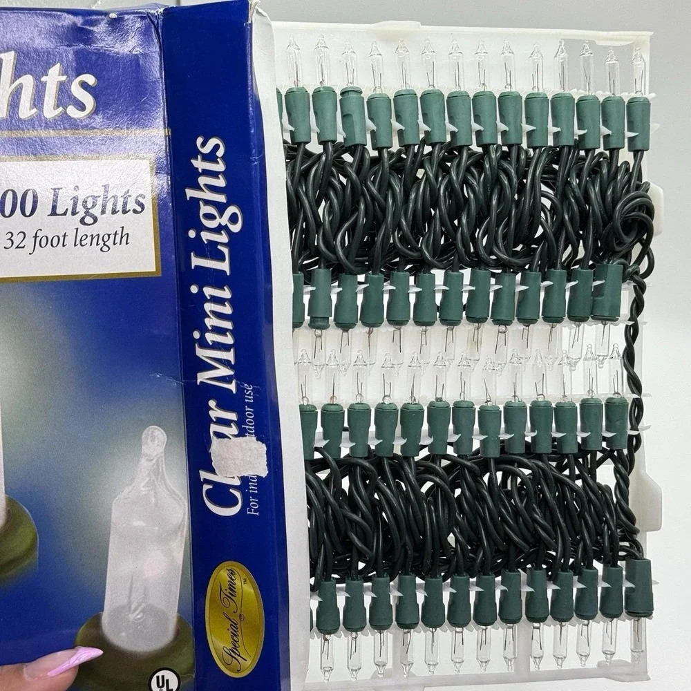 VTG Special Times Clear Mini Lights 100 Ct Indoor Outdoor String 32ft NOS Holida